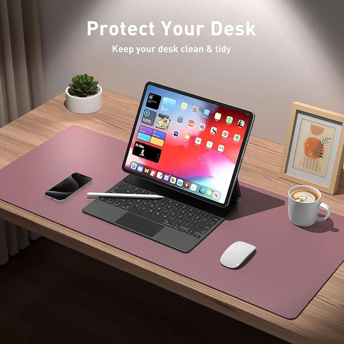 Bloss Leather Desk Pad Protector, Mouse Pad, Office Desk Mat, 31.5" x 15.7" - Image 2