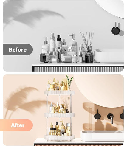 3 Tier Lazy Susan Bathroom Countertop Organizer, 360° Clear Rotating Makeup - Image 4