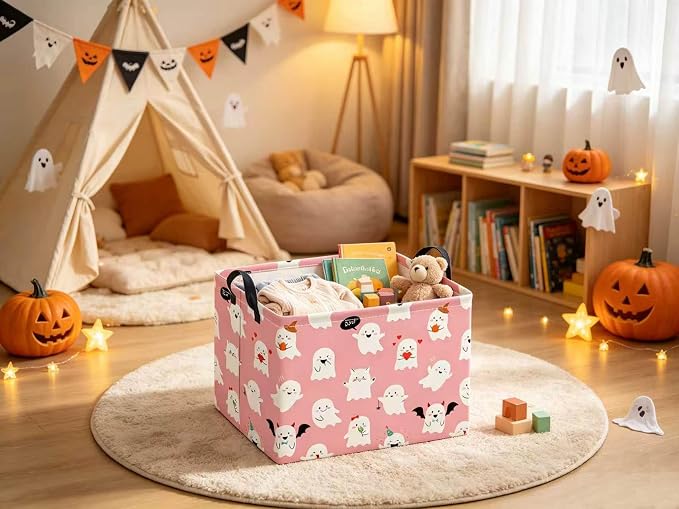 Halloween Basket Cute Baskets for Kids Pumpkin Basket Rectangular Storage Bin - Image 6
