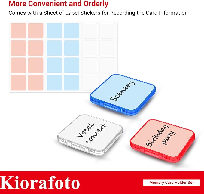 Kiorafoto 24 PCS Multi-Color Clear Plastic SD Card Case Holder - Image 7