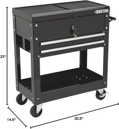 Ironton 28in. 2-Drawer Tool Cart, 350-Lb. Capacity, Heavy-Duty Rolling Service - Image 10