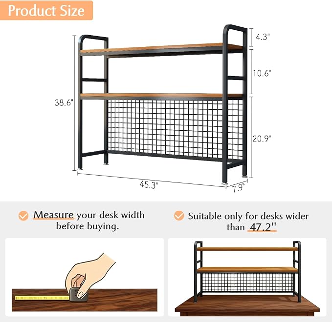 IOTXY 2-Tier Desktop Hutch Bookshelf - Image 2