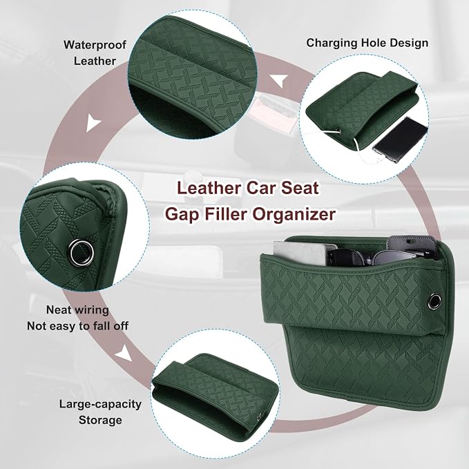 HARFINGTON 2pcs Car Seat Gap Filler Organizer 11.5 x 8 x 2.1 Inch Leather - Image 3