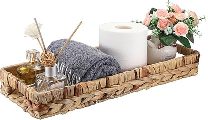 Hipiwe Wicker Toilet Tank Basket 16.9 Inch Bathroom Vanity Tray - Image 8