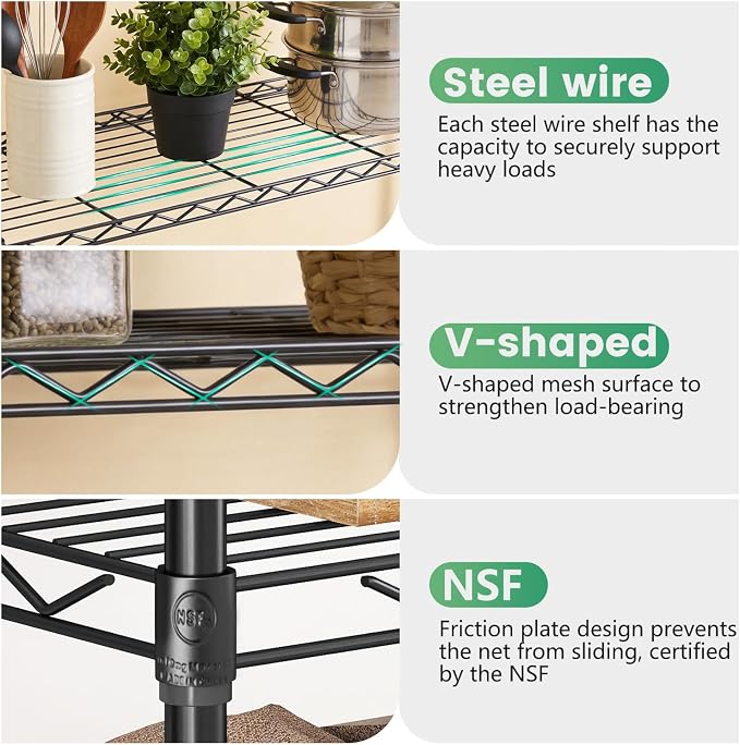 FDW | 4-Tier Wire Shelf | 36" x 14" x 54" | Black | Storage Shelves - Image 7
