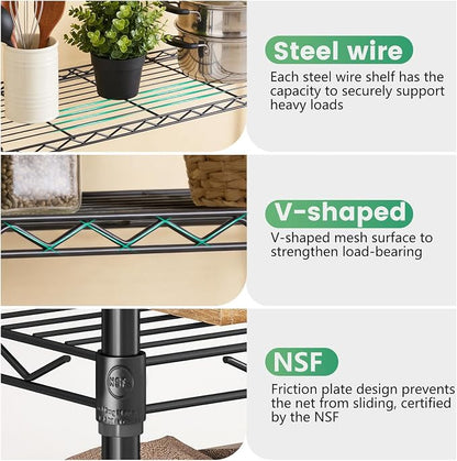 FDW | 4-Tier Wire Shelf | 36" x 14" x 54" | Black | Storage Shelves - Image 7