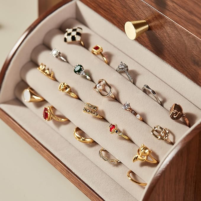 CHOSIN Black Walnut Wooden Jewelry Box, 4-Layer Lockable Organizer - Image 8
