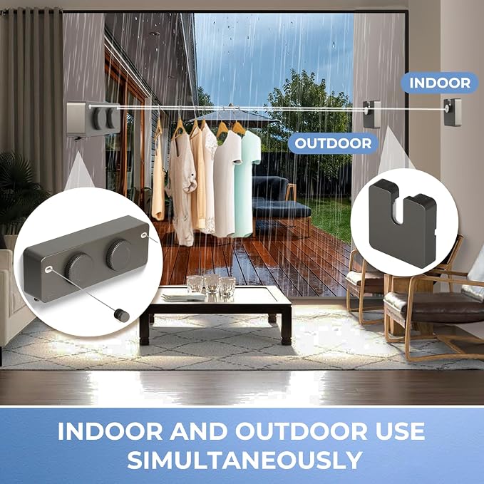 Retractable Clothesline Indoor Outside Heavy-Duty, Upgrade 304 Double Stainless - Image 6