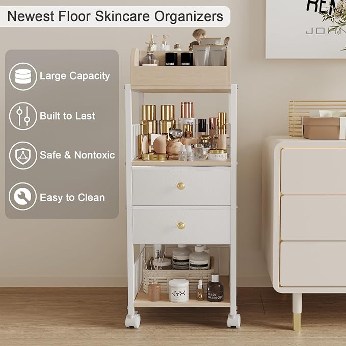 Floor Makeup Organizer Storage Cart - Image 5
