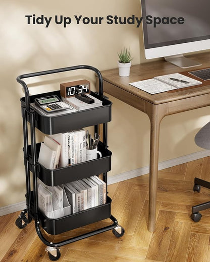 Pipishell 3 Tier Rolling Cart, Metal Utility Cart - Image 7