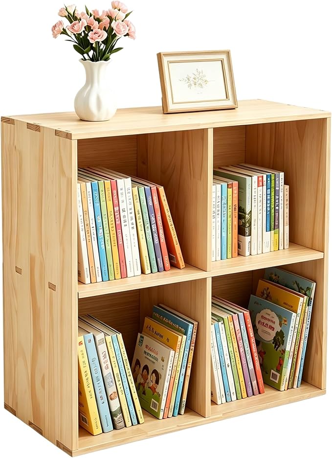 4 Cube Storage Shelf, 2-Tier Solid Wood Cube Storage Organizer, Vertical or by Unknown