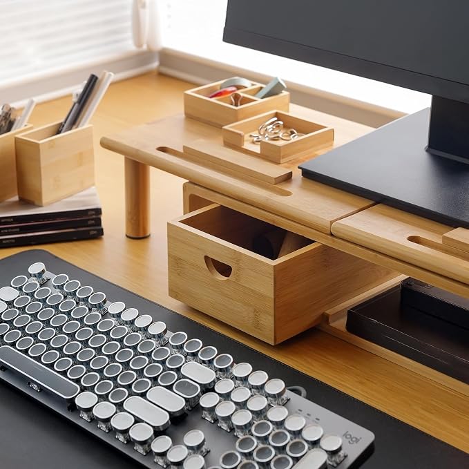 Dual Monitor Stand Riser with Drawer - Image 3