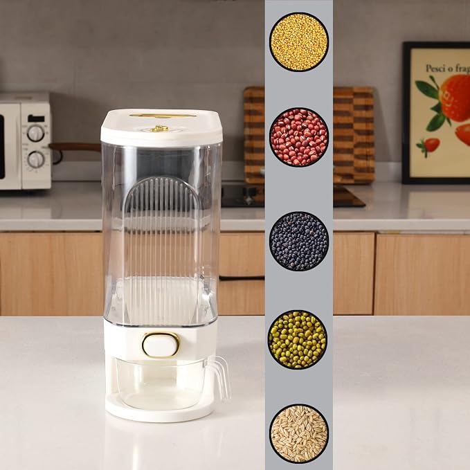 Sooyee Clear Rice Dispenser, Large Cereal Dispenser - Image 6