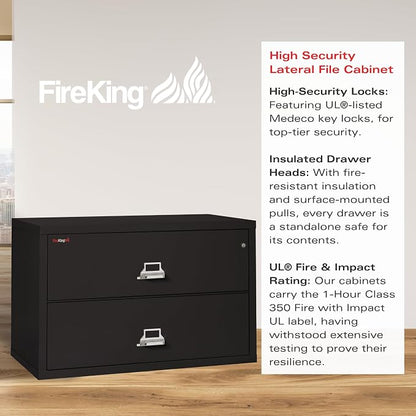 Fireking Fireproof Lateral File Cabinet, 27.75" H x 44.5" W x 22.13" D - Image 3