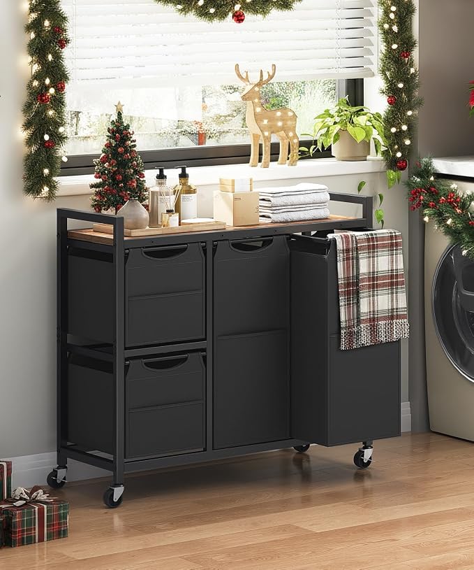 HOOBRO Laundry Sorter with 4 Section, 39 Gal. Laundry Hamper with Wheels - Image 2