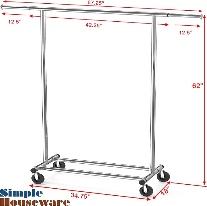Simple Houseware Heavy Duty Clothing Garment Rack, Holds Up to 150 lbs - Image 7