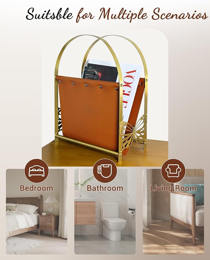 Aocii Magazine Holder, Artificial Leather Magazine Rack Floor - Image 7
