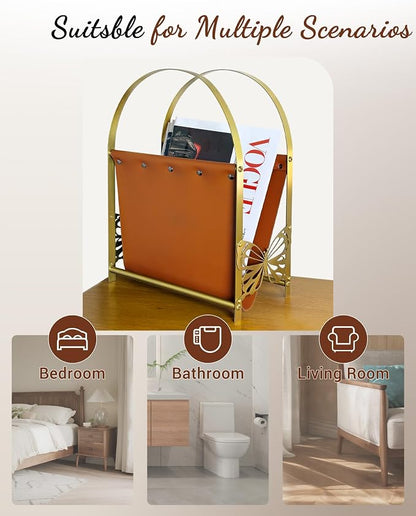 Aocii Magazine Holder, Artificial Leather Magazine Rack Floor - Image 7
