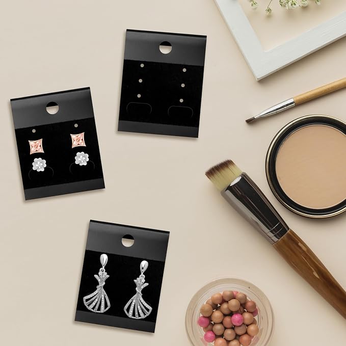 HAPY SHOP 200 PCS Black Velvet Plastic Display Cards Earring Card Holder - Image 6