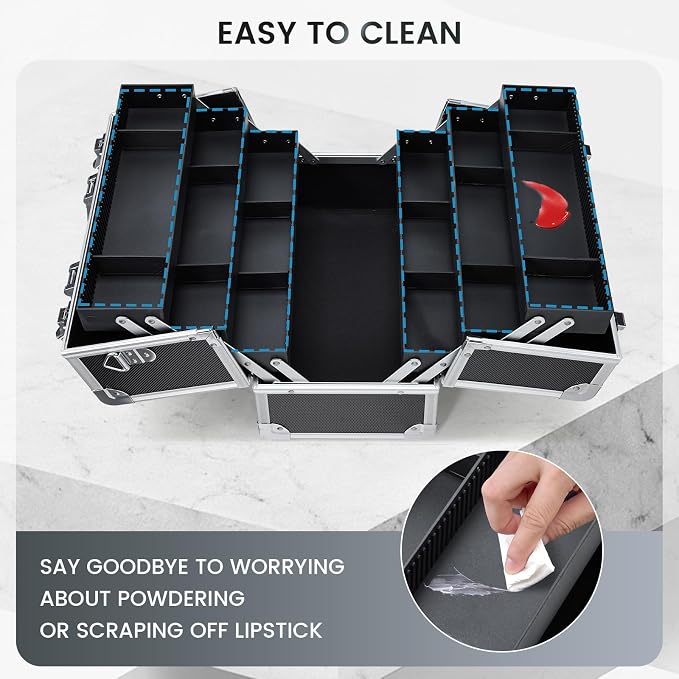 FRENESSA Makeup Train Case Makeup Case 12.6 Inch Large Cosmetic Box Organizer - Image 6