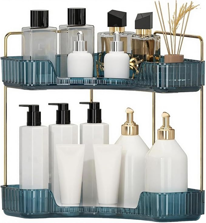 Corner Bathroom Countertop Organizer, Vanity Organizer Trays by INVSSENEORGANIZERS