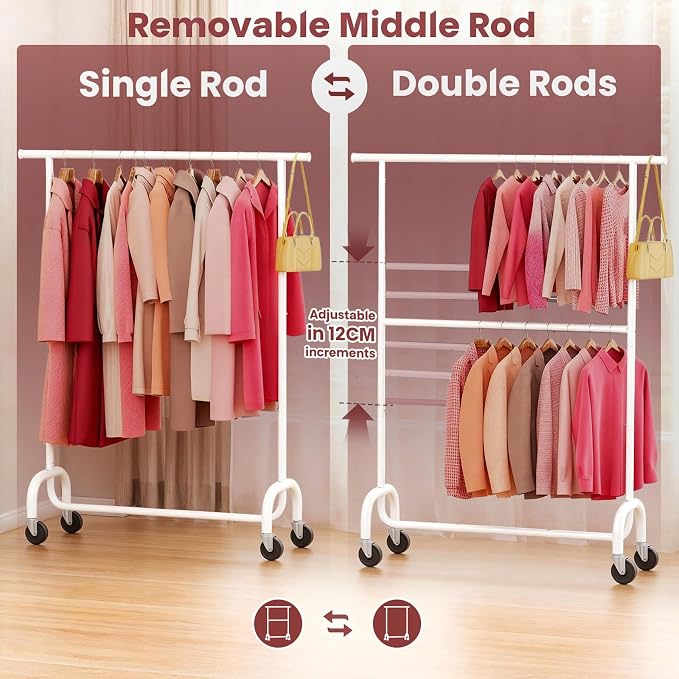 Heavy Duty Clothes Rack Load 600 LBS, Rolling Clothing Rack - Image 4