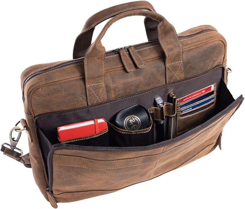 KomalC 16 Inch Leather briefcases Laptop Messenger Bags - Image 4