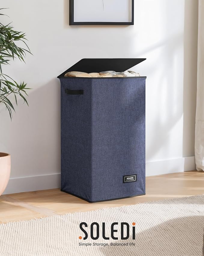 SOLEDI Laundry Hamper with Lid 90L Large & Tall Collapsible Laundry Basket - Image 8
