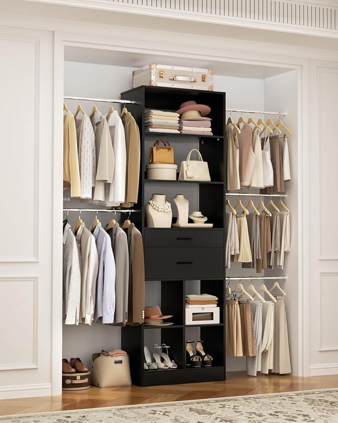 Besiost Small Closet System, 3.2-6.8FT Small Closet Organizer by Besiost