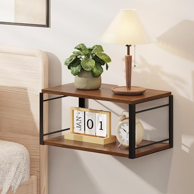 Floating Nightstand, Wood Bedside Shelf Wall Mounted Nightstand, Floating by NANAGIFTREE