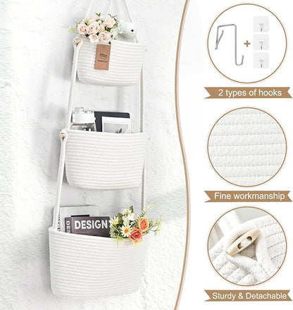Hanging Basket, 3-Tier Woven Wall Basket - Image 9