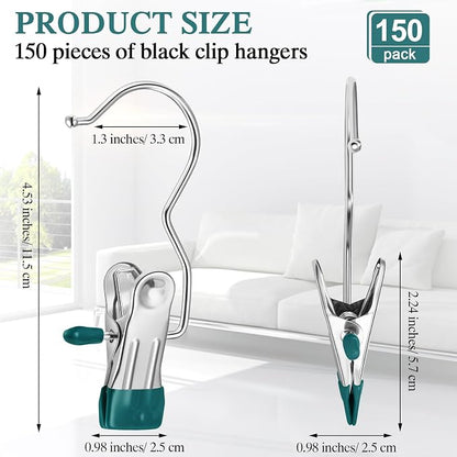 Yinder 150 Pcs Boot Hangers Clips Laundry Hooks Hanging Stainless Steel Clothes - Image 2