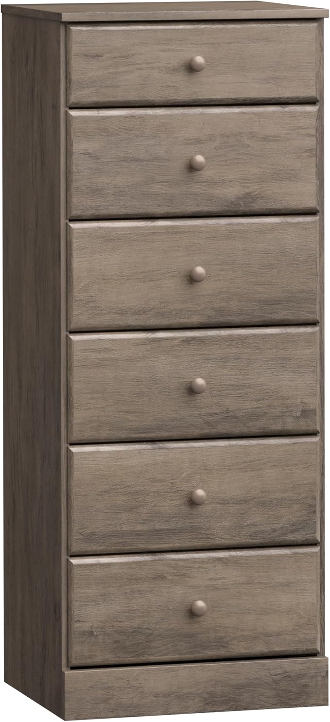Prepac Astrid Tall Gray Dresser: 16.5"D x 19.75"W x 50"H, 6-Drawer Chest by PREPACRTASTORAGEFURNITURE