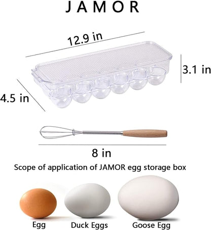 JAMOR 12 Grid Egg Storage Box Refrigerator Egg Rack Tray - Image 2