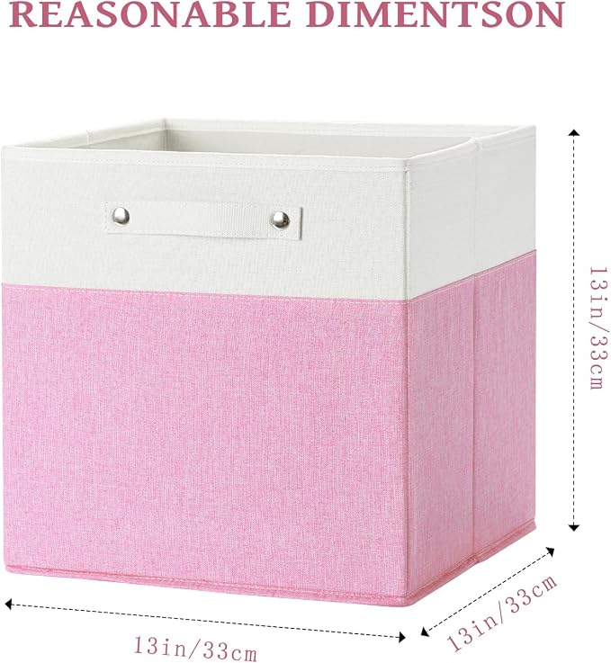 FinishingBo 13x13x13 Storage Cube Bins 6 Pack, Cube Shelf Baskets | Foldable - Image 3