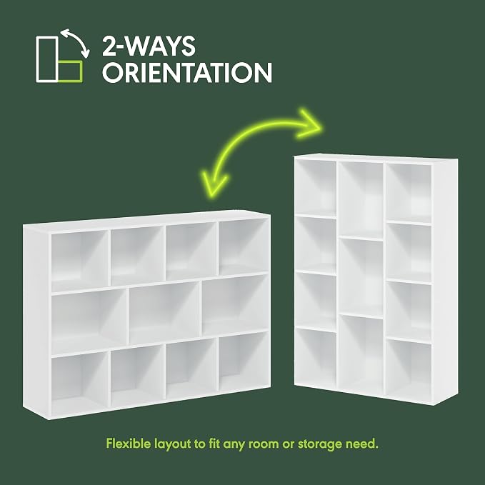 Furinno LUDER Book Shelf, 11-Cube Bookshelf, Reversible Cube Storage Bookcase - Image 5