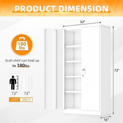 INTERGREAT White Metal Storage Cabinet, Tall Metal Cabinet - Image 3