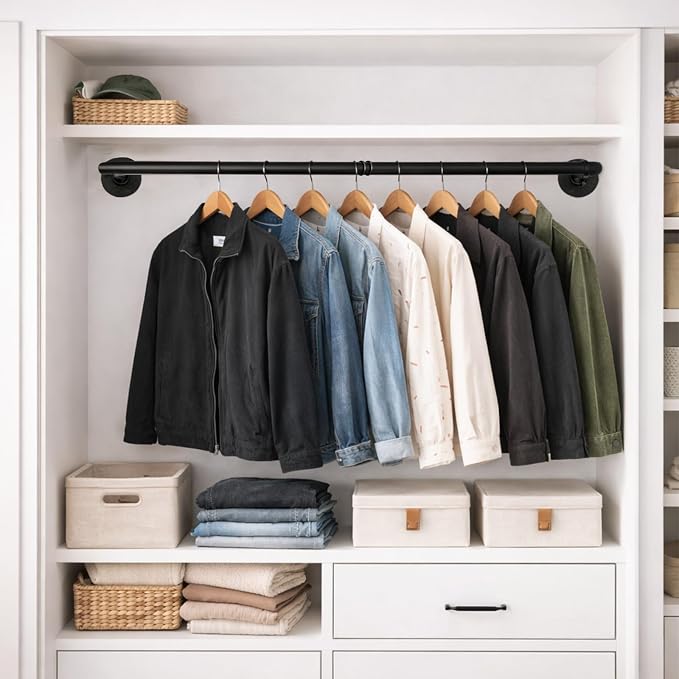 Svyrilk 38.4" Wall Mounted Clothes Rack | Heavy Duty Iron Industrial Pipe - Image 6