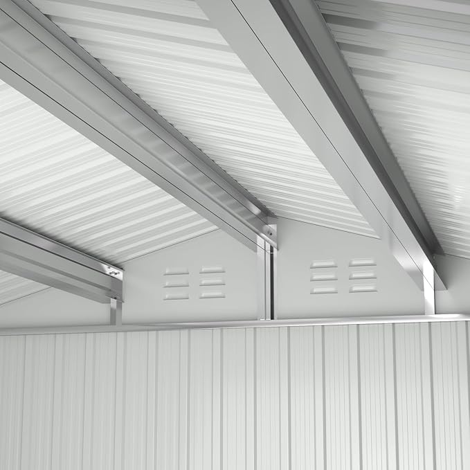 Polar Aurora 10x12 FT Metal Shed, Heavy-Duty Galvanized Steel Tool Storage Shed - Image 4