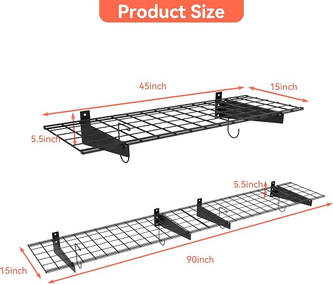 TORACK 2 Pack Garage Wall Shelves - Image 3