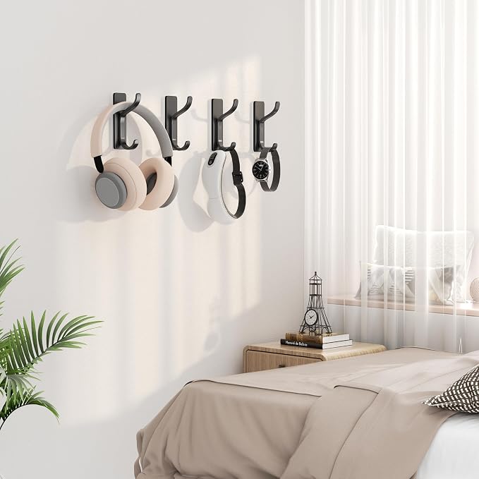 pickpiff 10-Pack Black Adhesive Wall Hooks - 13 LB Strong Stick-On Hooks - Image 6