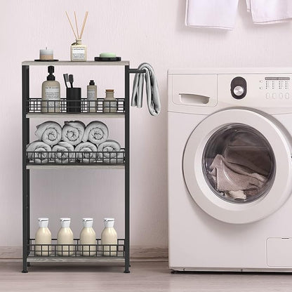 4 Tier Slim Storage Cart Narrow Laundry Cart on Wheels Utility Kitchen Rolling - Image 3