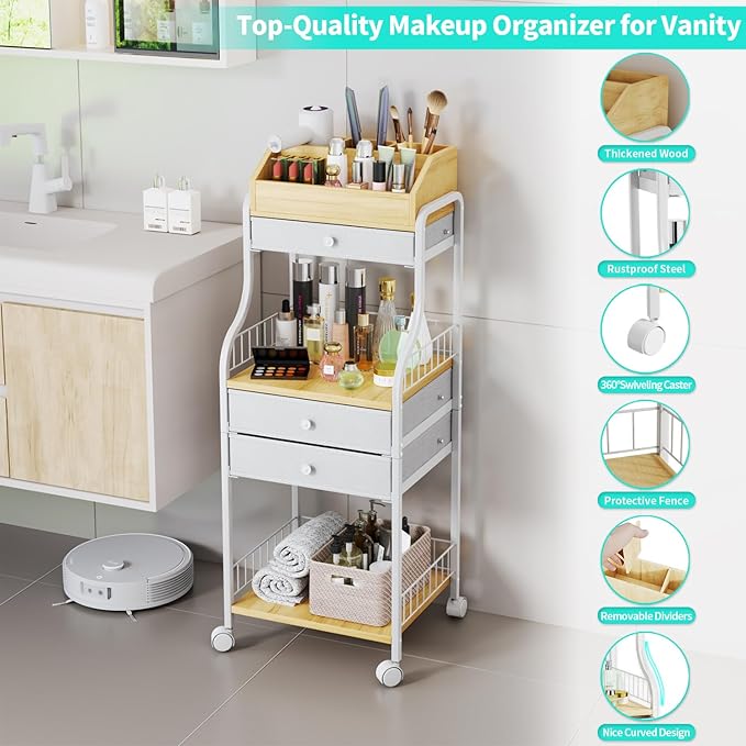 HapiRm Floor Makeup Organizer Cart - Image 6