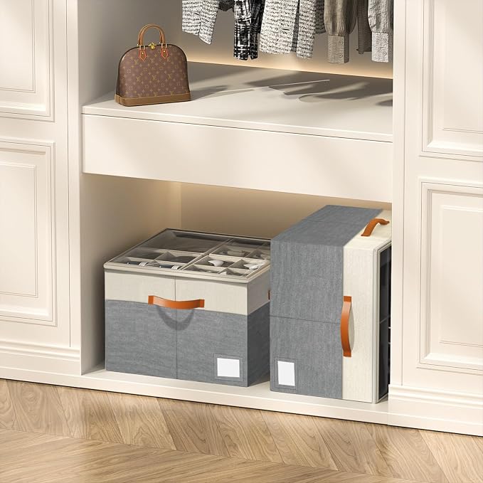 Aokeyee Shoe Organizer for Closet, 2 Pack Foldable Shoe Storage Organizer Box - Image 5