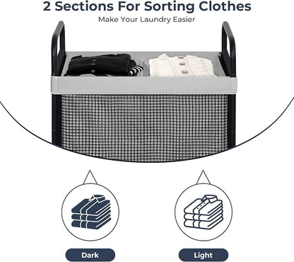 STO STO Laundry Hamper 2 Section, 100L Rolling Laundry Sorter Cart - Image 5