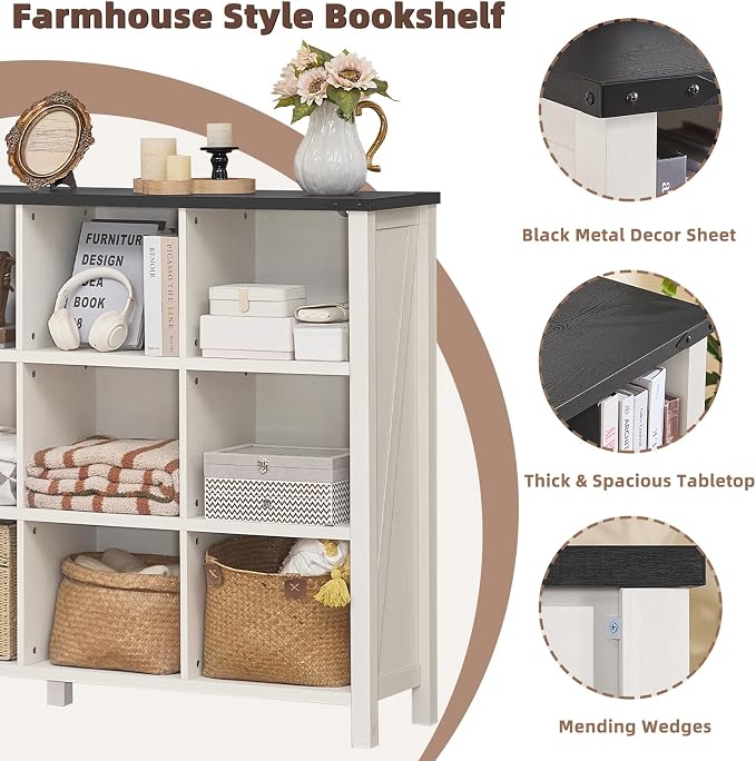 Joaxswe 12 Cube Storage Organizer, Farmhouse 62 Inch Warm White Display - Image 5