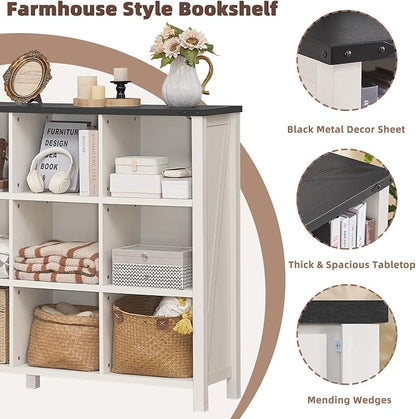 Joaxswe 12 Cube Storage Organizer, Farmhouse 62 Inch Warm White Display - Image 5