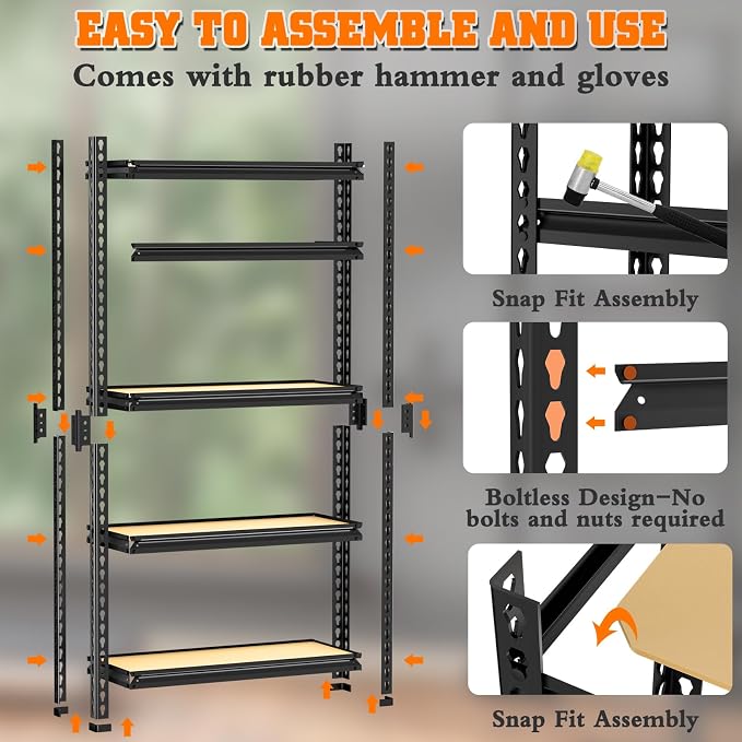 LEVELEVE 5-Tier Storage Shelving Unit, - Image 8