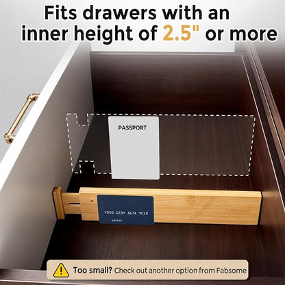 Fabsome Drawer Divider 6 Pack, Bamboo Dresser Organizers - Image 4