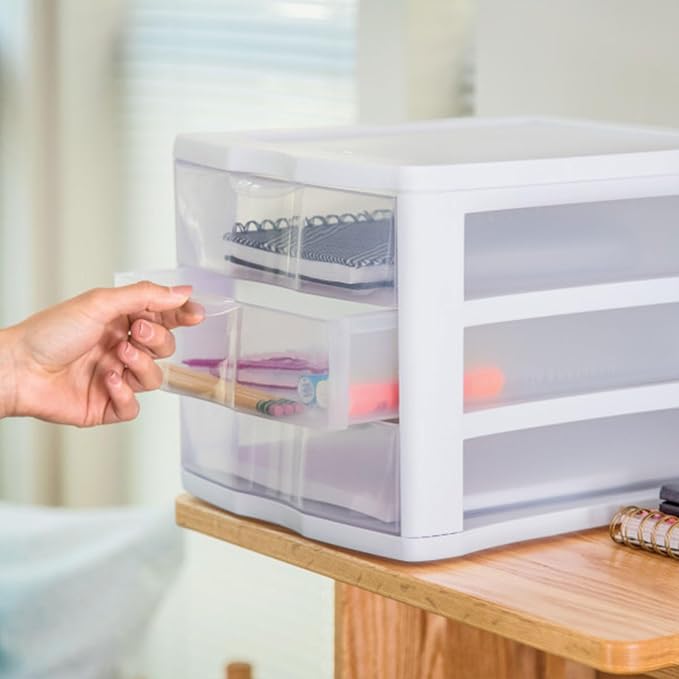 4 Sterilite ClearView Portable 3 Storage Drawer Organizer Cabinets - Image 7